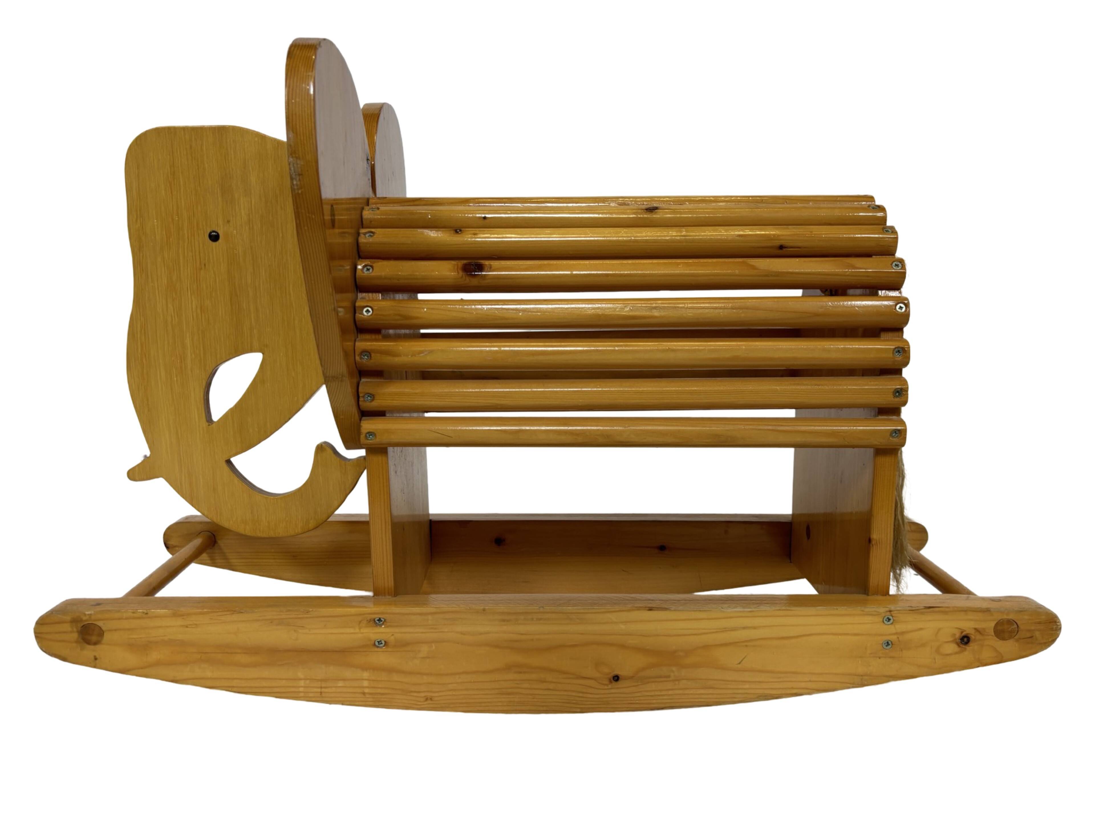 Vintage Swedish design Wooden Rocking Elephant 80's design