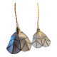 Pair of portable lamps in mother-of-pearl and brass