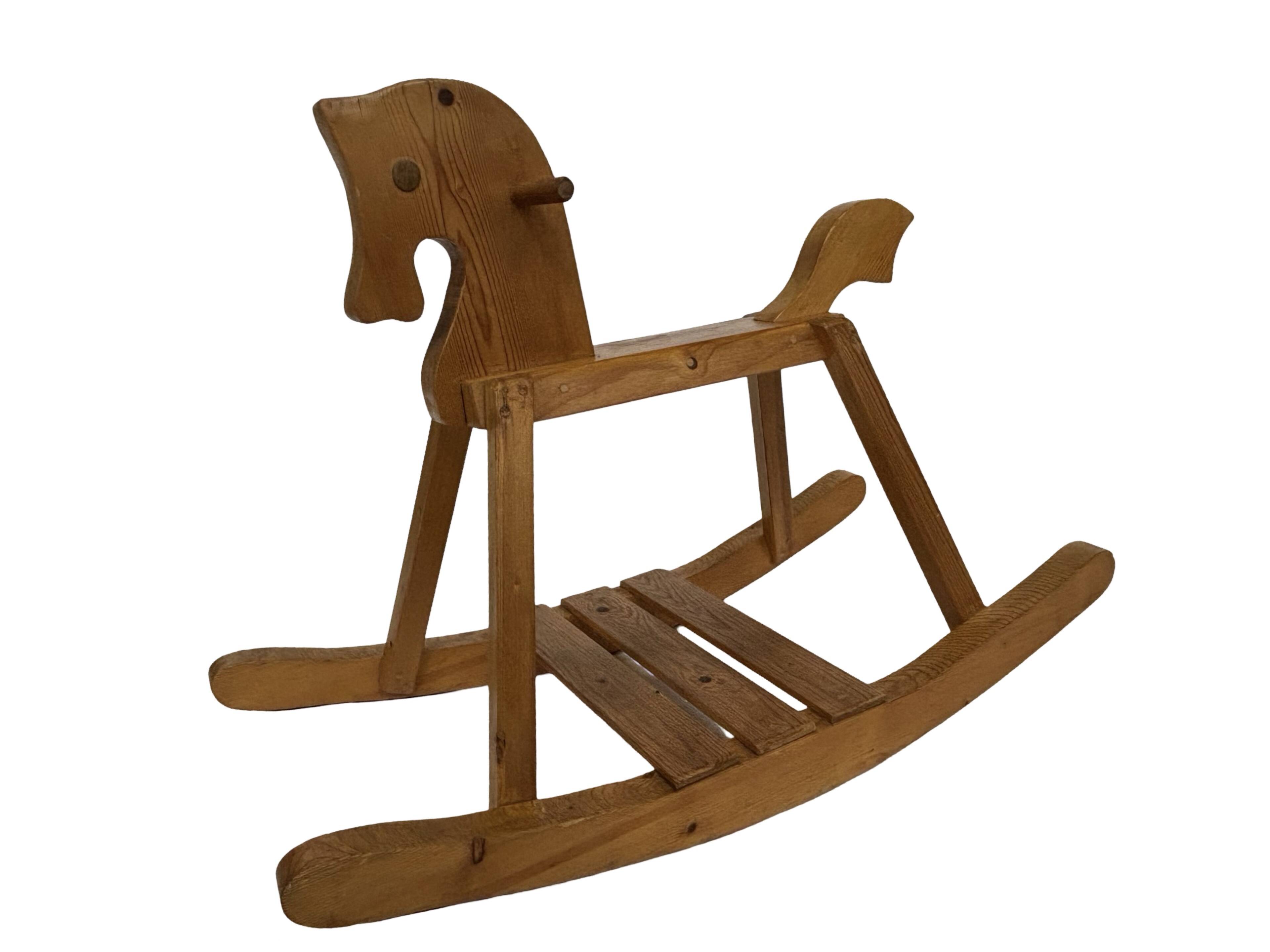 Vintage rocking horse 60s pinewood design minimalist design