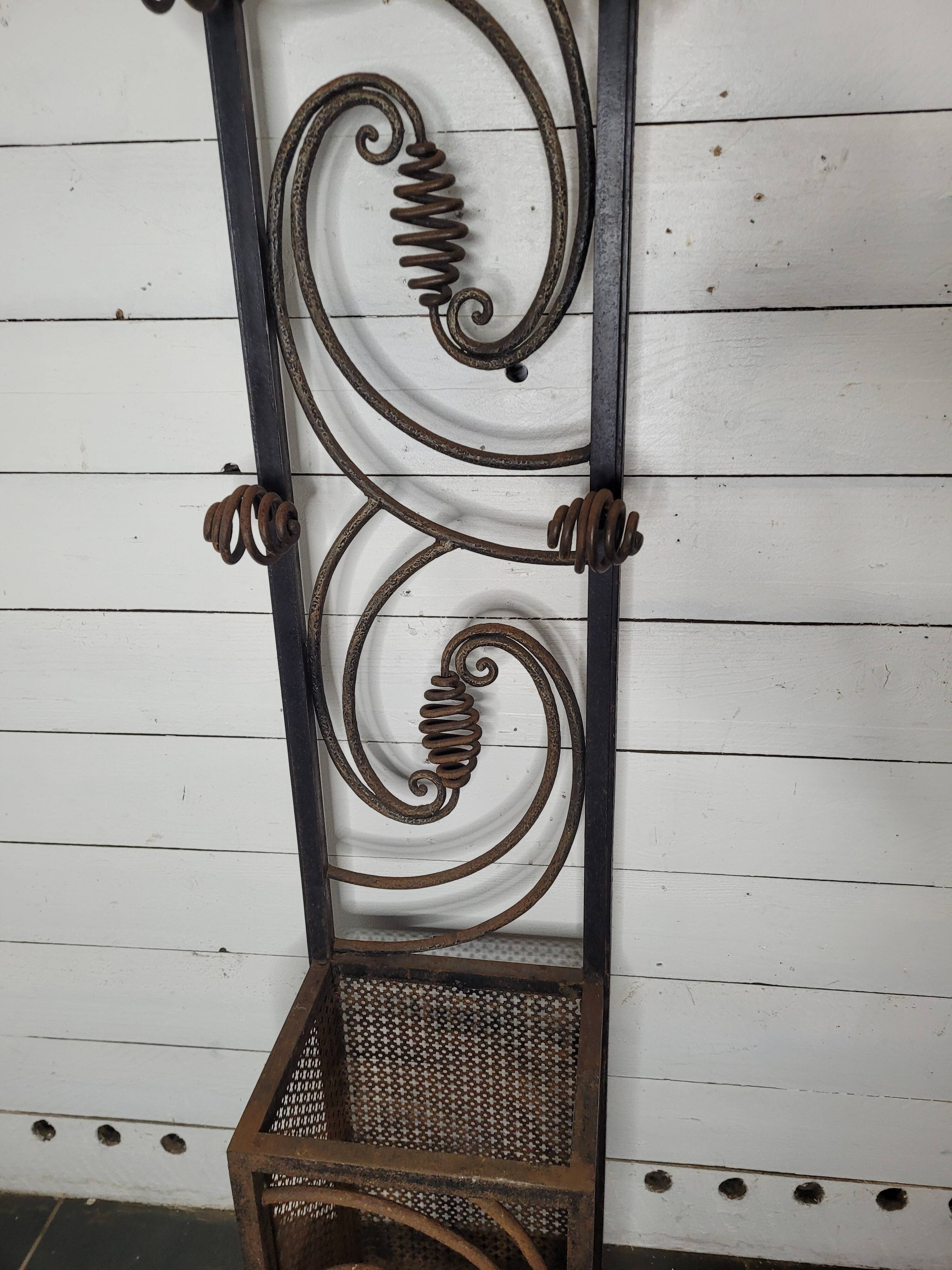 Art deco wrought iron coat rack from the 1930s