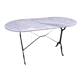 Oval bistro table white marble and wrought iron