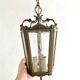 Old suspension lamp in brass and glass 3 burners