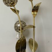Vintage brass and mother-of-pearl floor lamp from the 70s