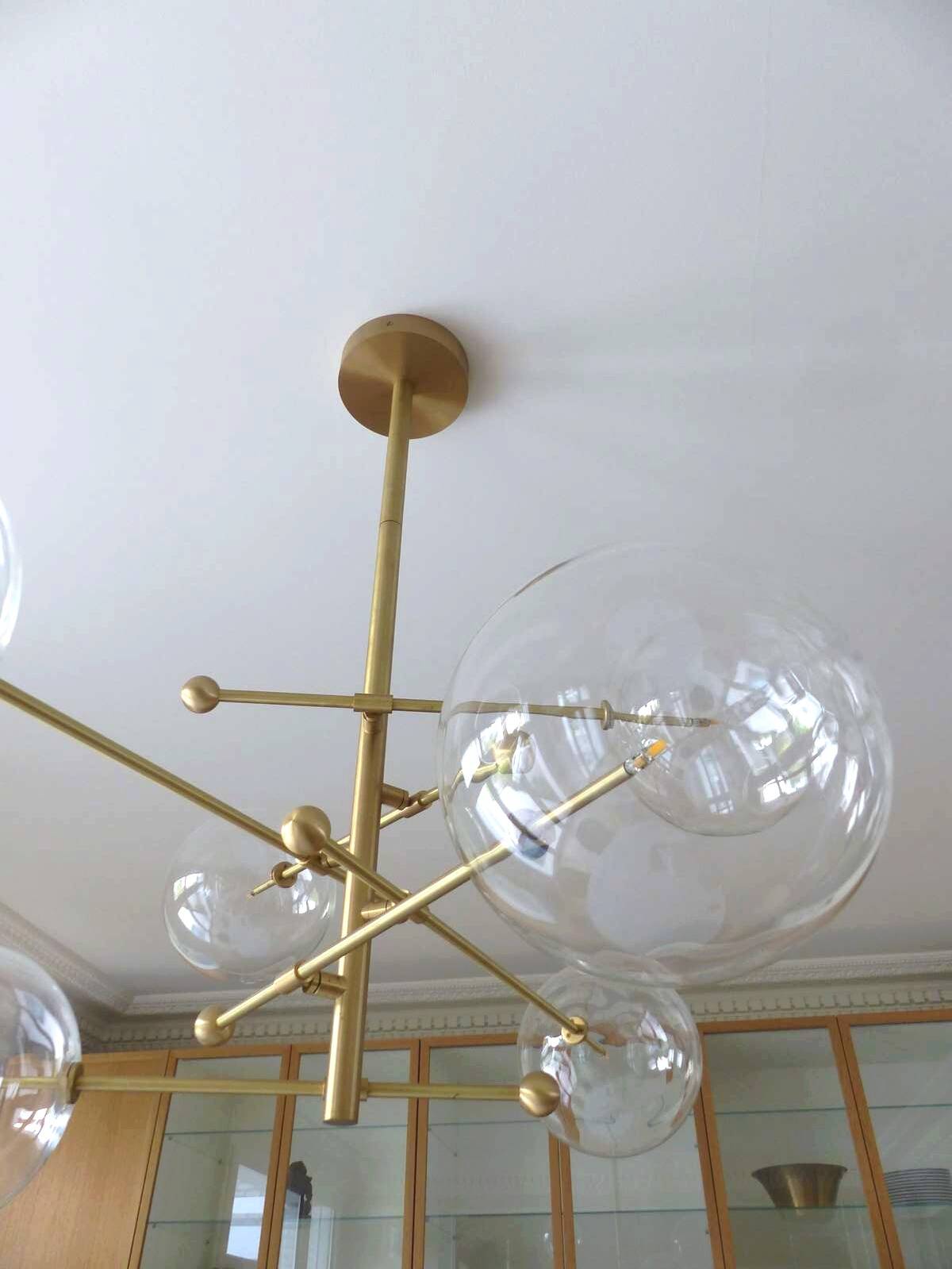 Suspension en laiton & verre Borosilicate " RD15 6 ARMS " design Schwung