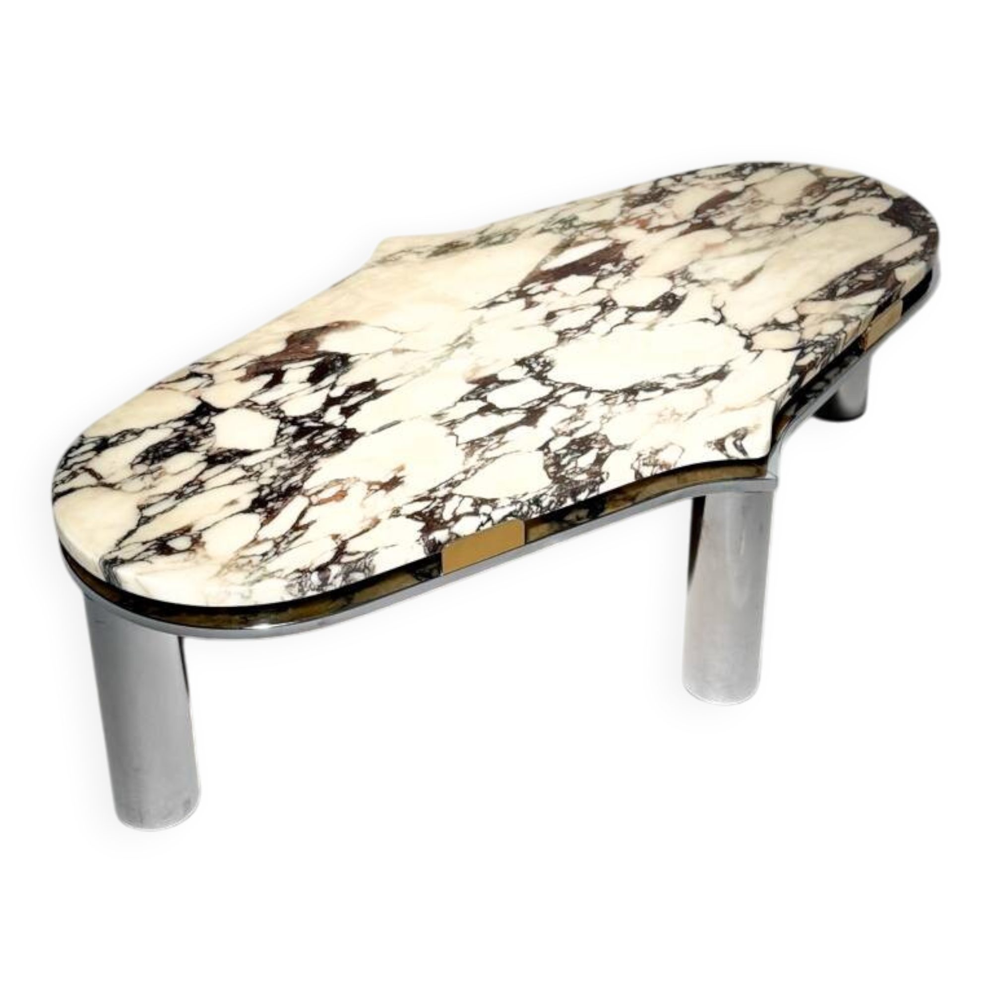 Table basse vintage chrome et marbre