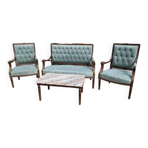 Ensemble canapé et fauteuils - table