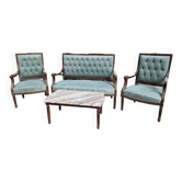 Sofa and armchair set with coffee table