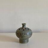 Jacques Blin "flower picker" vase in enameled ceramic with decorative frieze, signed under the base