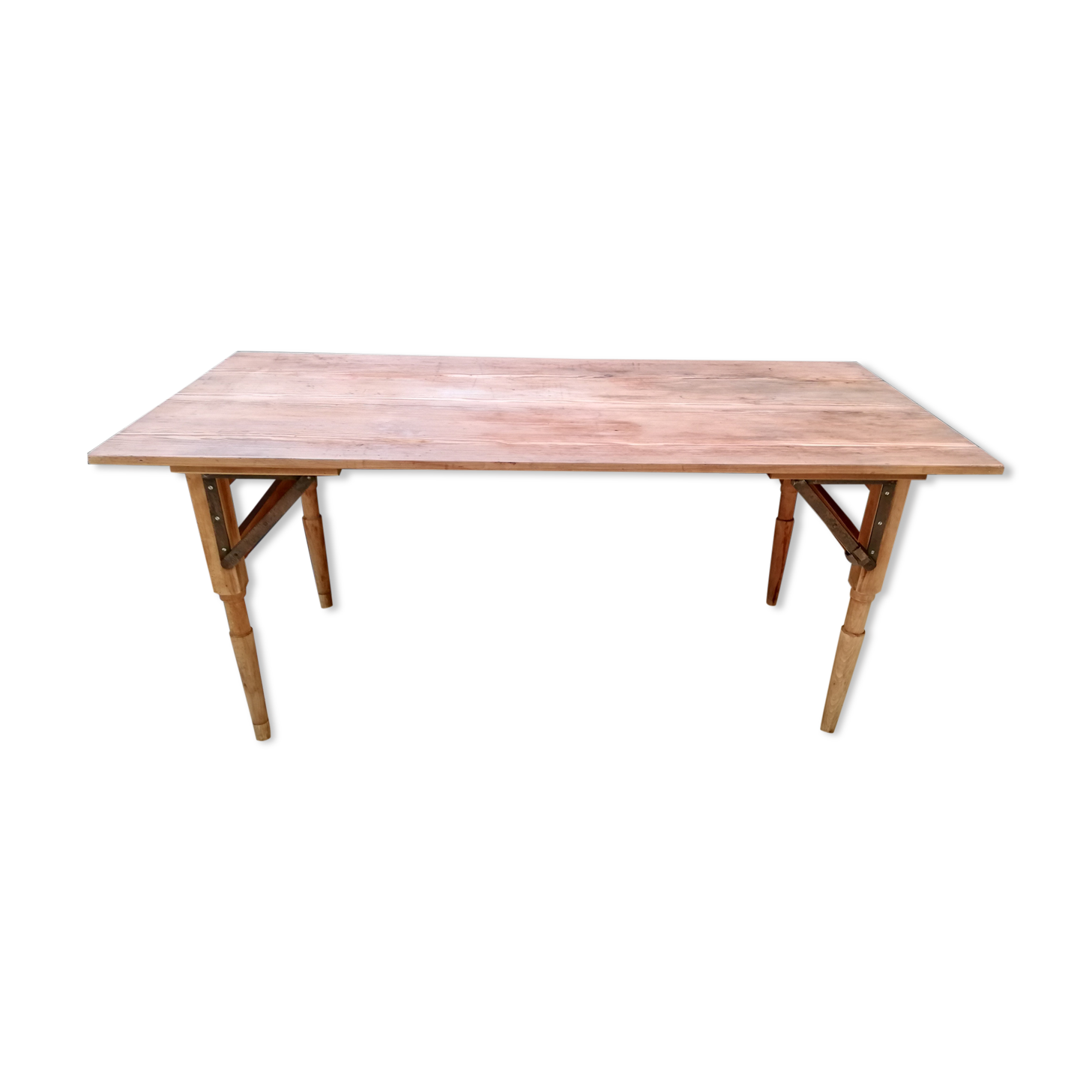 Folding table in wood brewery-guinguette, 6/8 cutlery