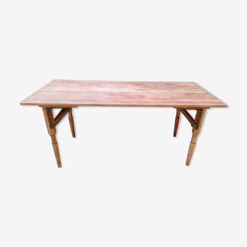 Table pliante en bois brasserie-guinguette , 6/8 couverts