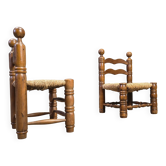 Charles Dudouyt (attr) brutalist children's chairs, set of 2, 1960s