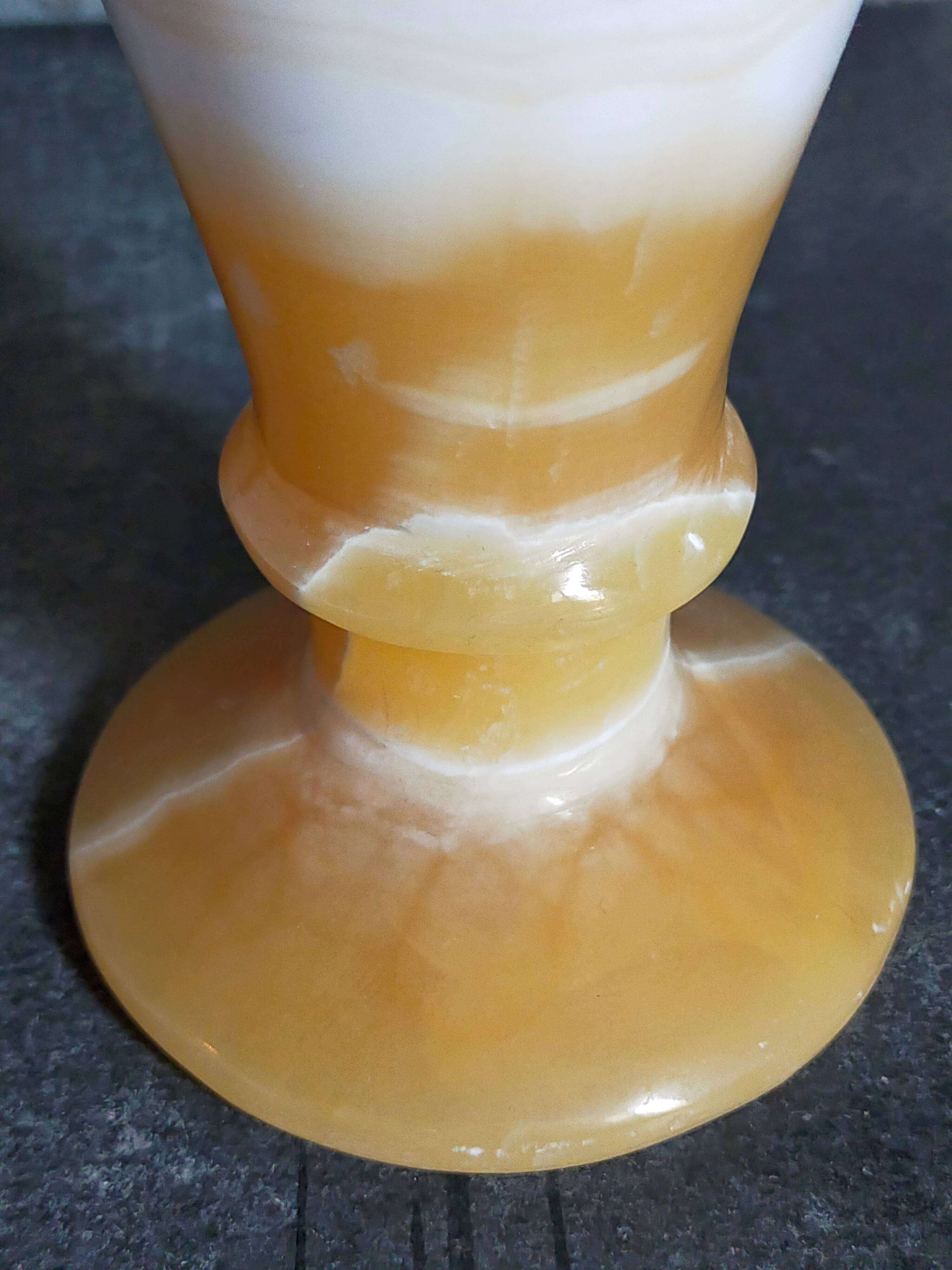 Baluster vase in real vintage honey onyx stone 25 cm