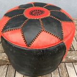 Moroccan leather pouf circa 1970