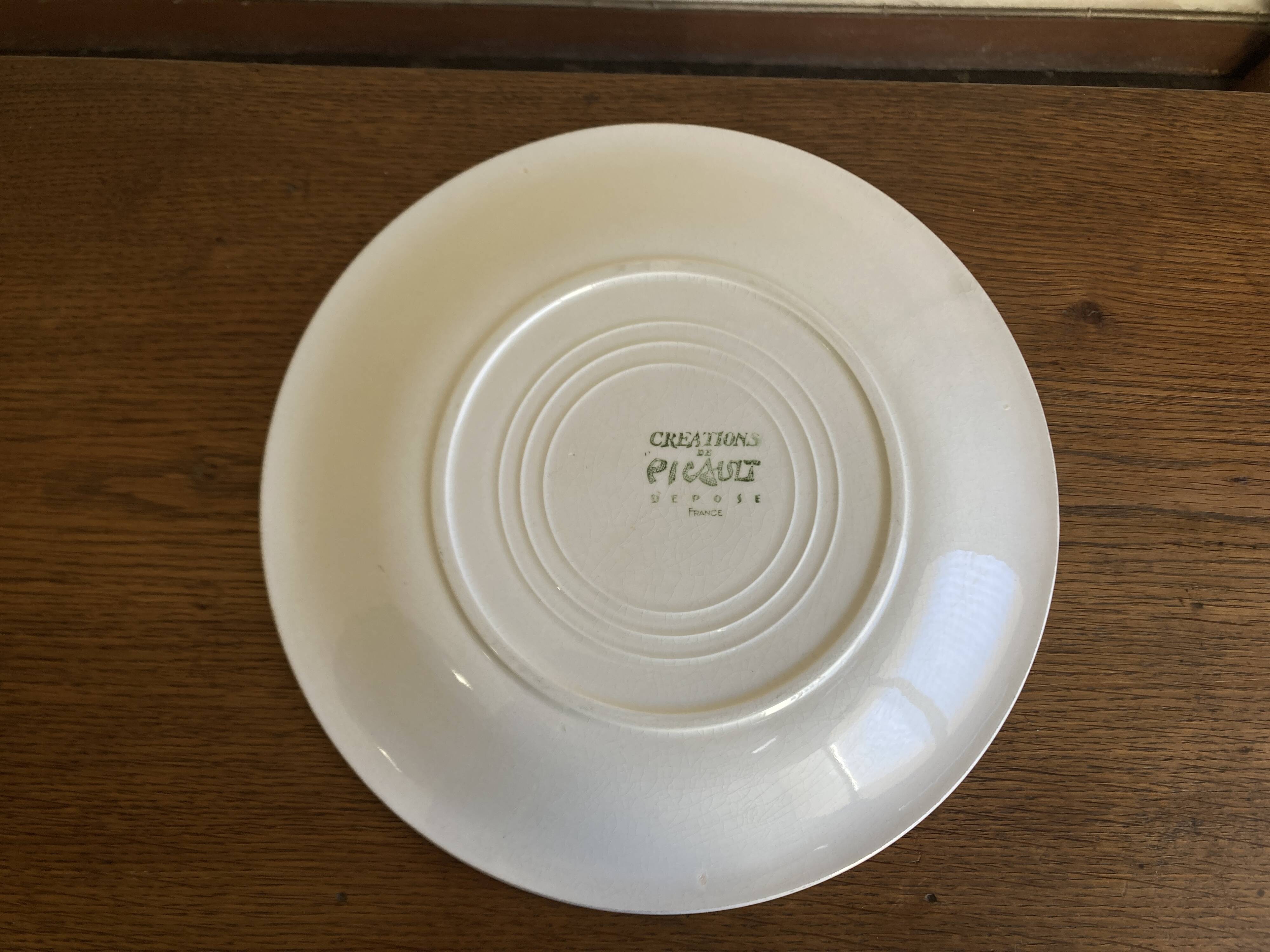 Plate by Robert Picault, modernist, 1960, leaf.