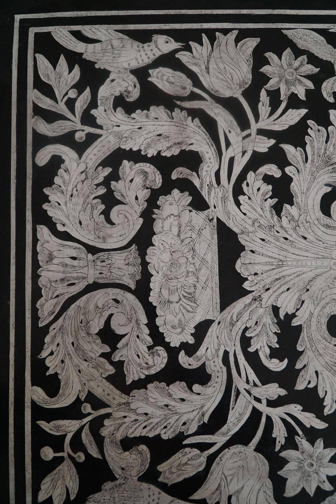 Antique Italian desk table, walnut and marble, Naples, 19th century.