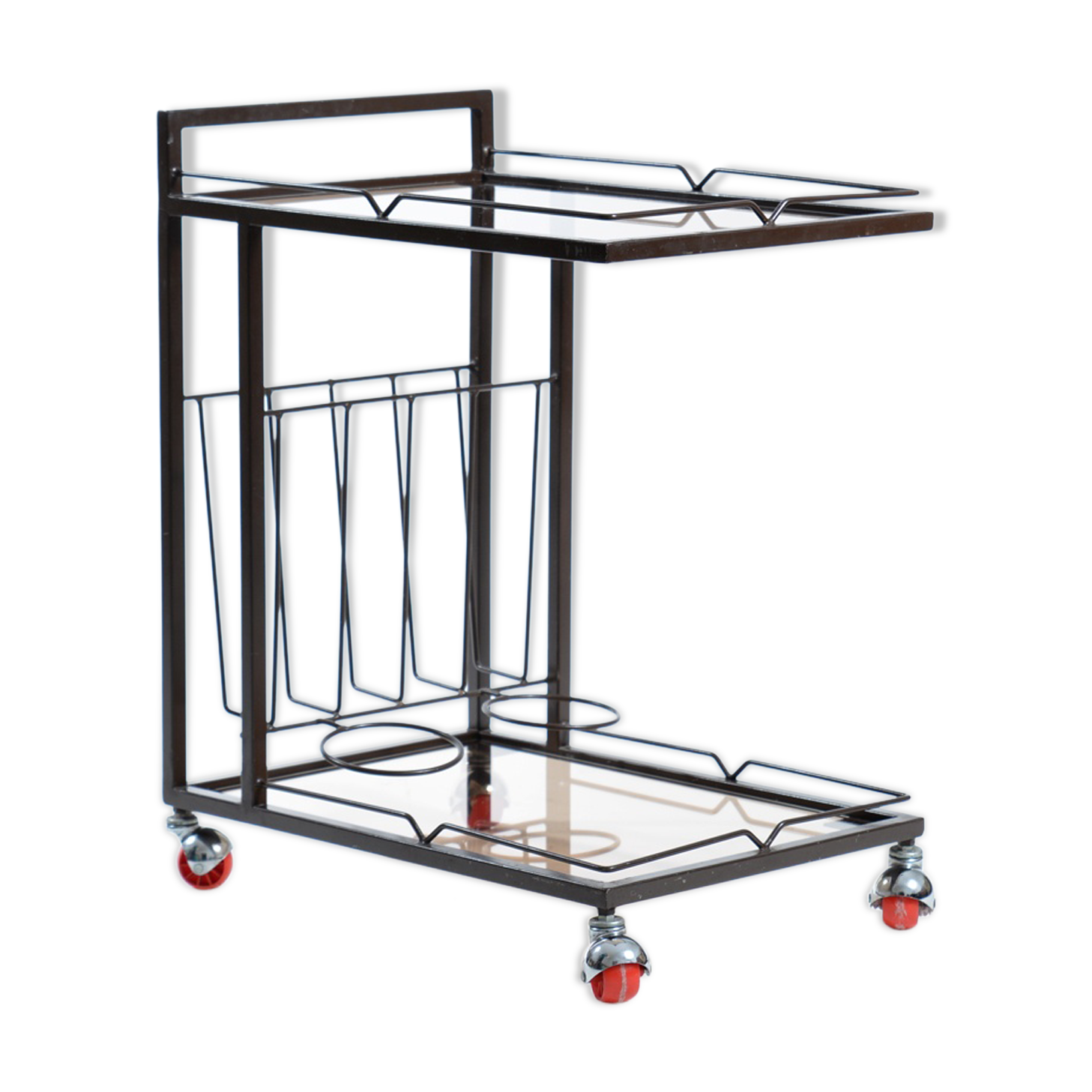 Serving Trolley In Metal And Smoked Glass, Czechoslovakia 1970s