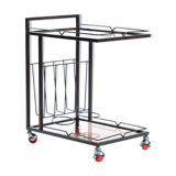 Serving Trolley In Metal And Smoked Glass, Czechoslovakia 1970s