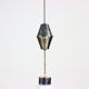 Midcentury ceiling pull down light in white opaine & brass, Czechoslovakia 1960s