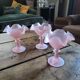 3 pink satin glass dessert bowls – 1950s