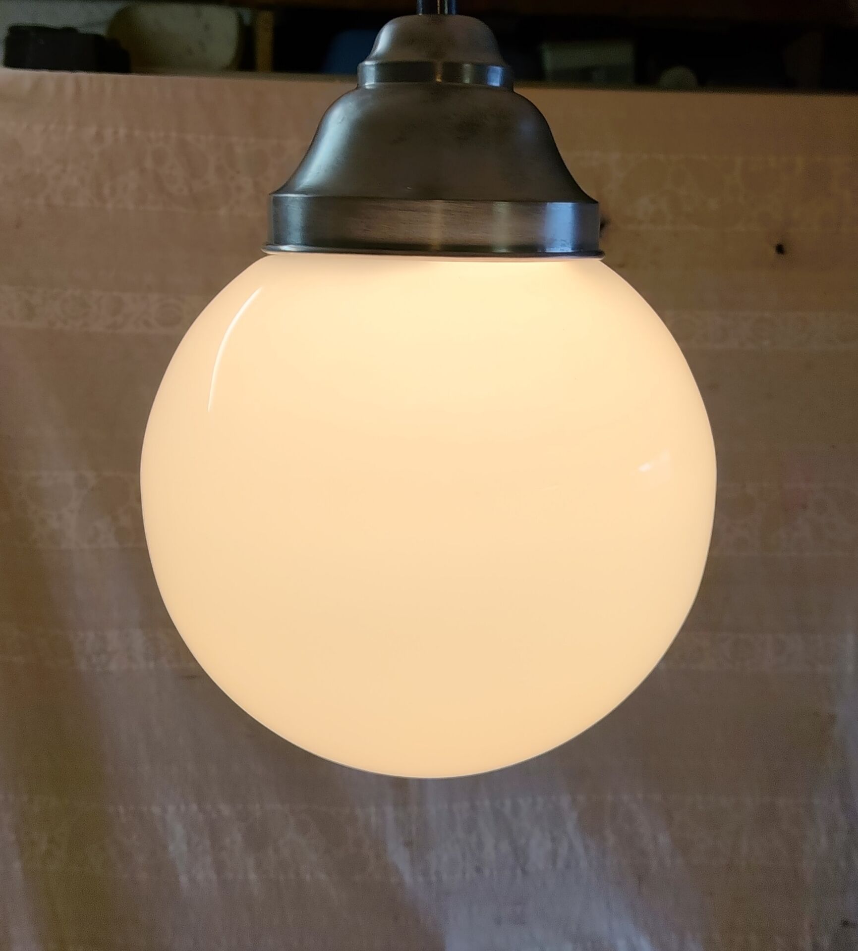 Bauhaus opaline globe suspension XL - mid 20th century