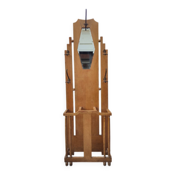 Art Deco coat rack in oak