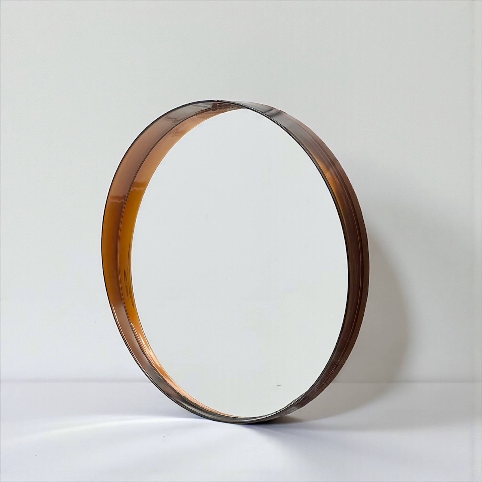 Miroir mural Space Age ambre français années 70