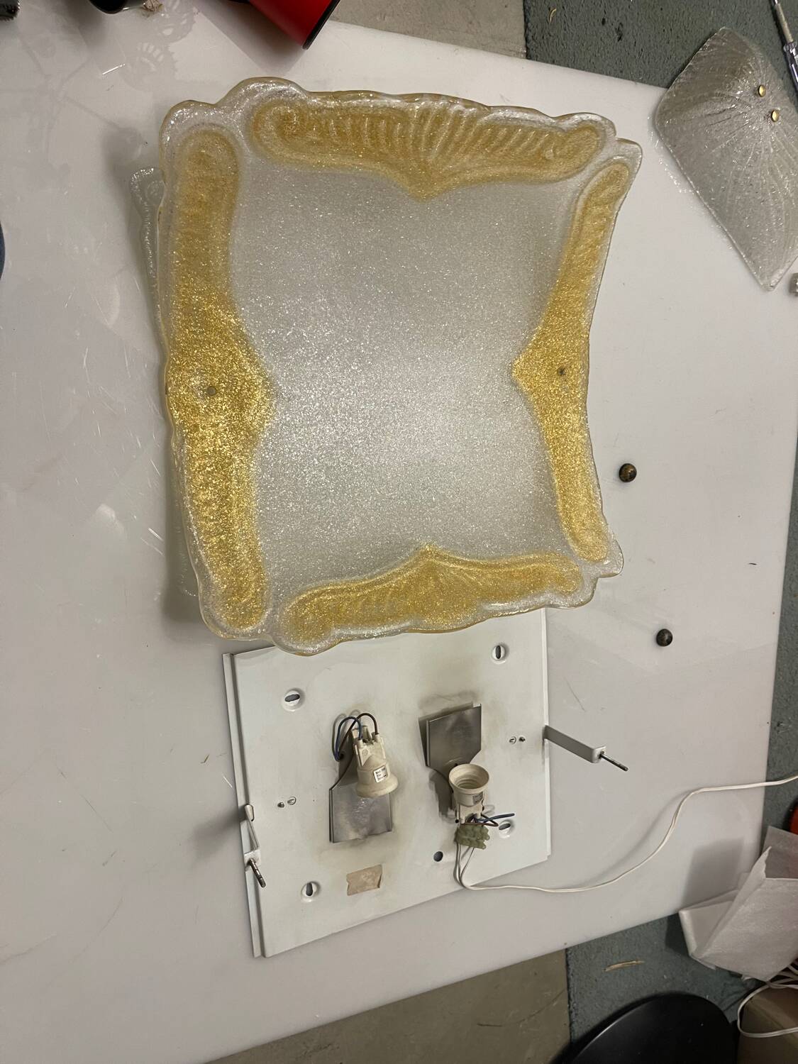 Large Murano Glass Sconces/ Flushmounts Set of 2