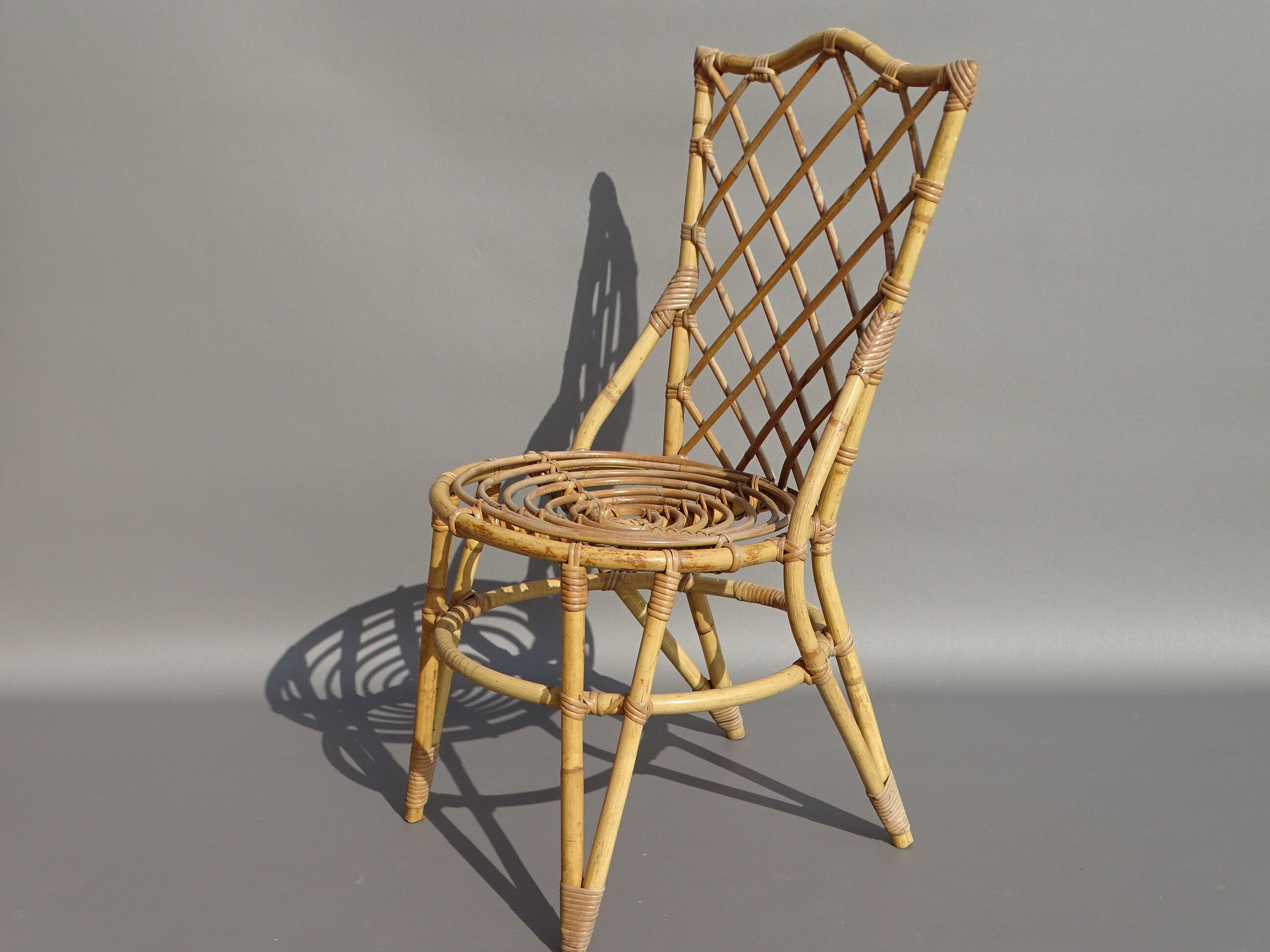 Set of 6 bamboo and rattan chairs