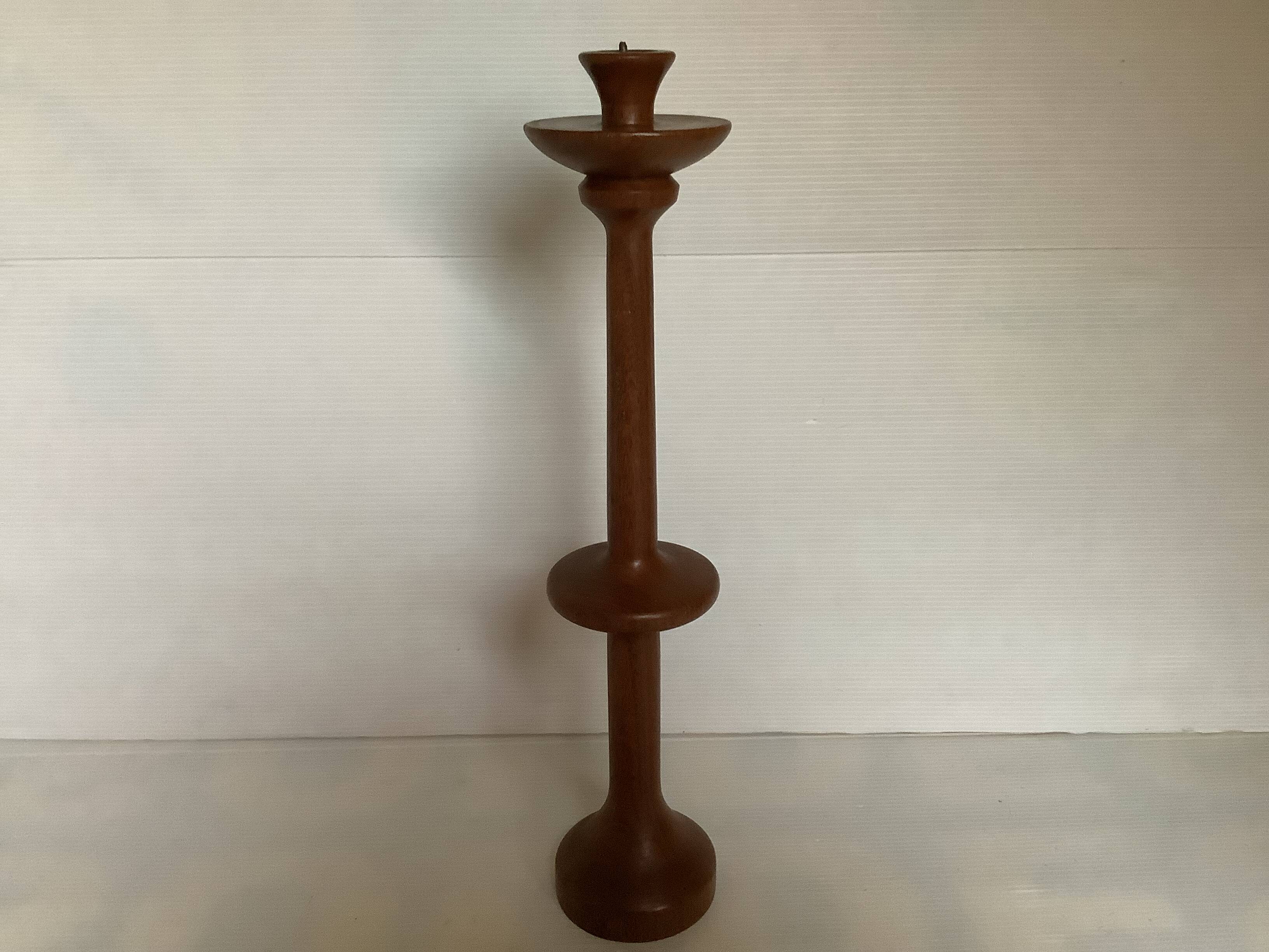 Large Scandinavian teak wood candle holder