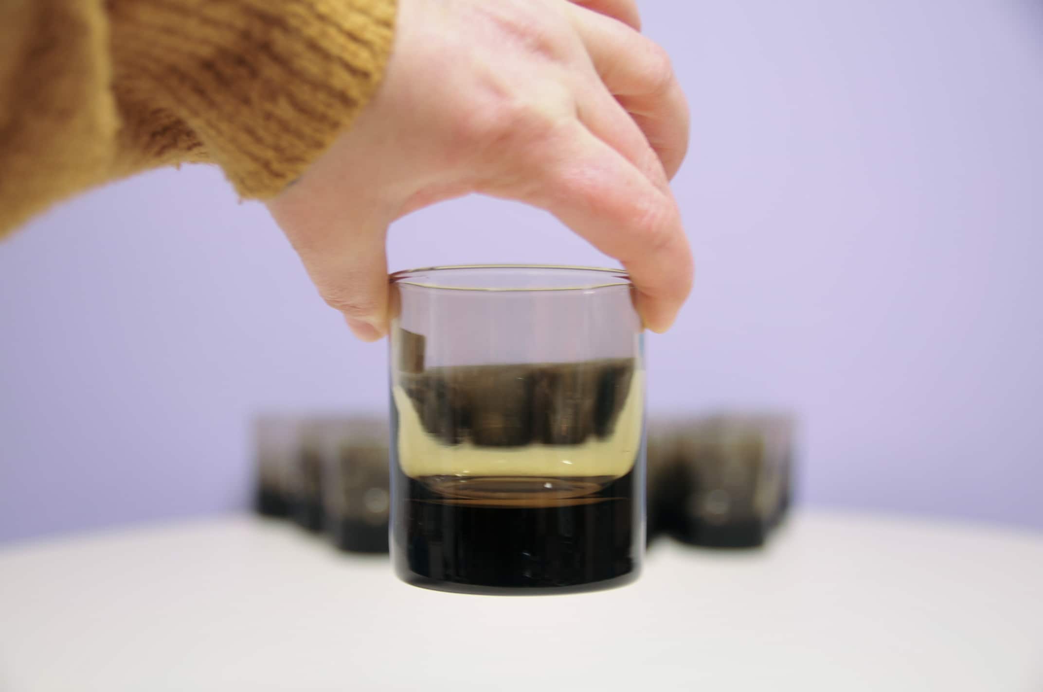 Set of 16 dark brown Luminarc glasses