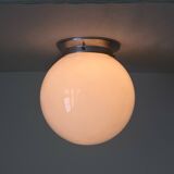 White opaline glass globe ceiling light, wall light, aluminum mounting