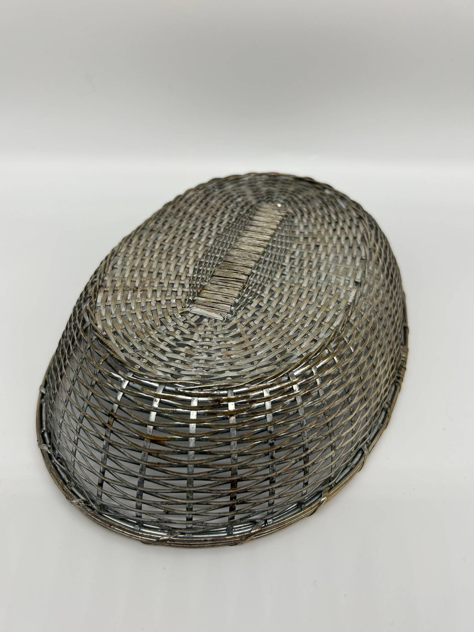 corbeille  en métal argenté
