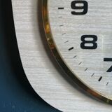 Vintage formica clock silent wall clock "Hangarter wood gray beige"
