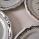 4 earthenware plates with old Rouen decoration, handmade blue floral basket