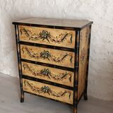 Venetian-style painted wood and bamboo chest of drawers