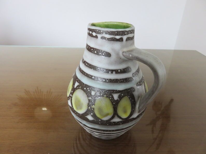 Green and grey ceramic pitcher 60s