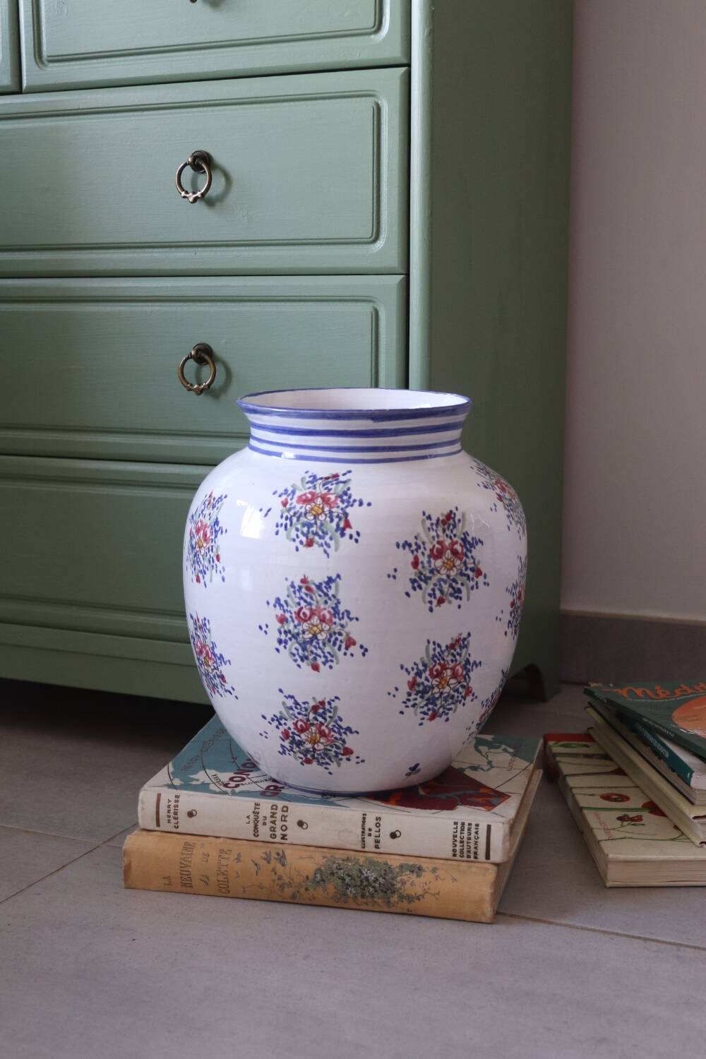 Large painted ceramic flower vase