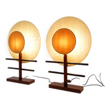Pair of boho-style disc lamps