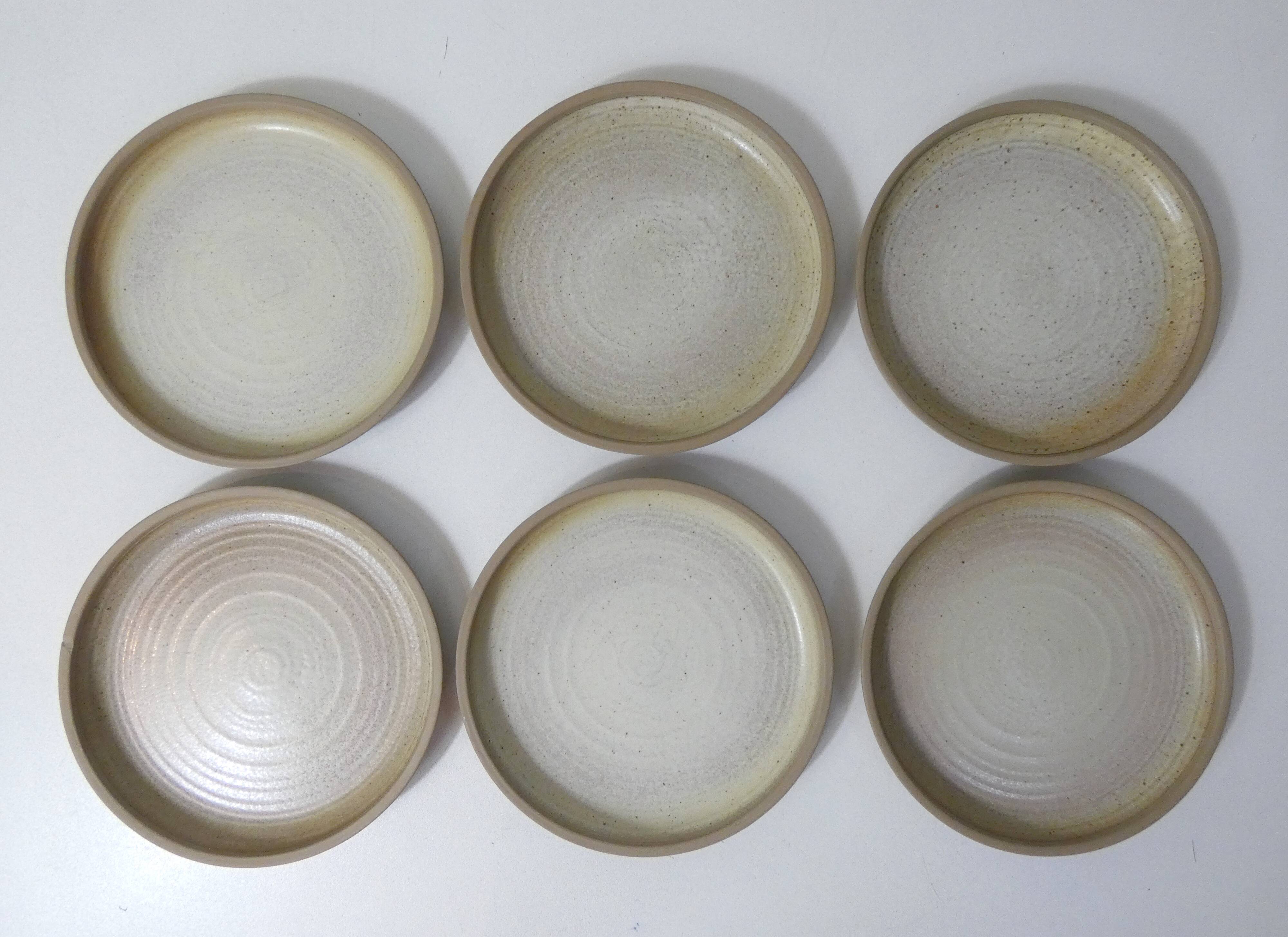 6 vintage stoneware dessert plates