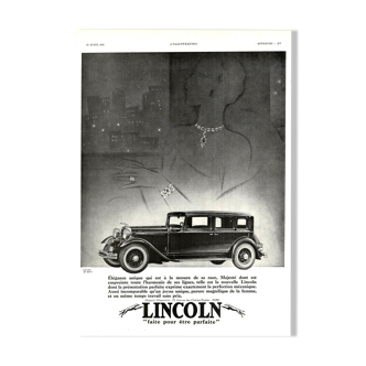 Affiche vintage années 30 Lincoln Automobile