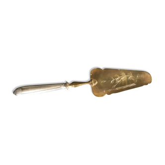 ANTIQUE SILVER PIE AND GOLDEN METAL SHOVEL in FÉRRÉOL-Boudat BOX