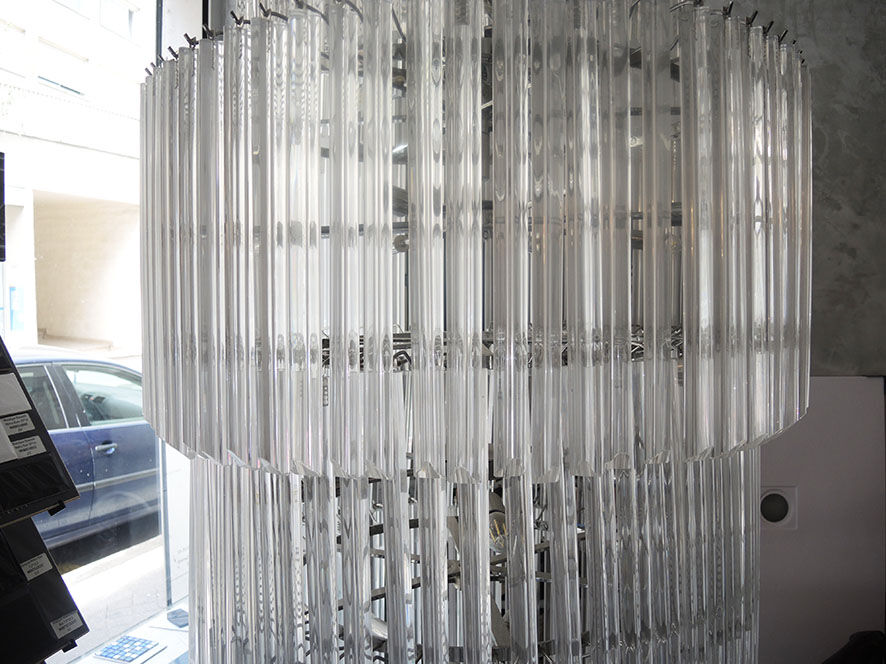 Monumental chandelier of art deco style in metal & crystal