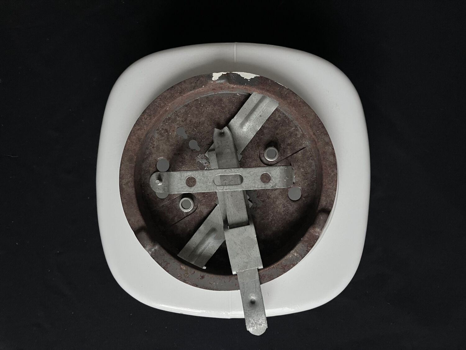 Square opaline ceiling light fixture.