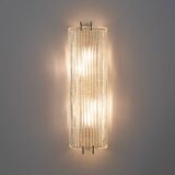 Pair of Modern Italian Brass and Murano Glass Textured Wall Sconces