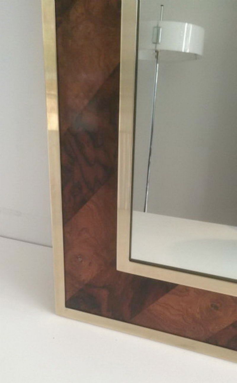 Mirror in wood and brass marquetry