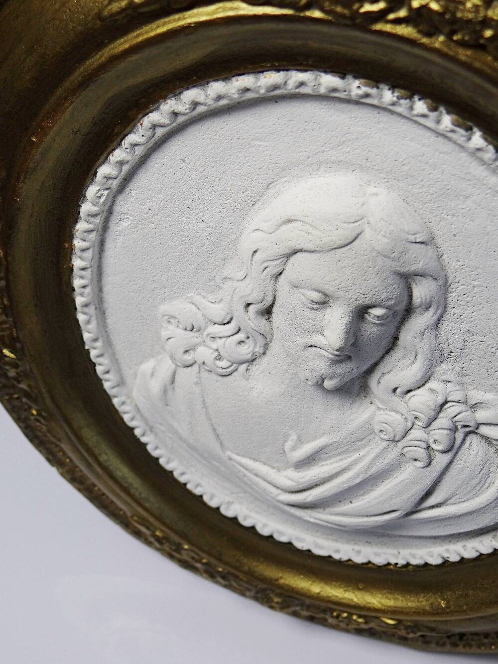 Religious wall medallion Christ plaster antique 19th century Louis XVI style 19th century