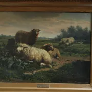 Frans Lebret – Evening landscape with resting sheep – circa 1875