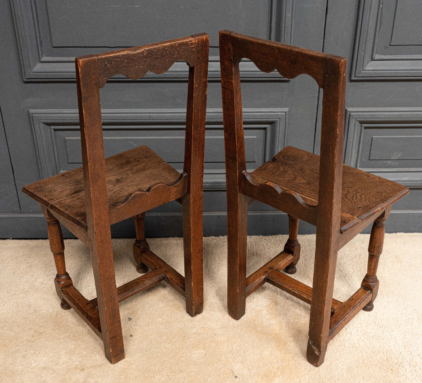 Pair of Lorraine chairs in oak late seventeenth early eighteenth