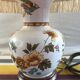 Pair of ancient ceramic lamp Moustiers style with vintage cream lampshades