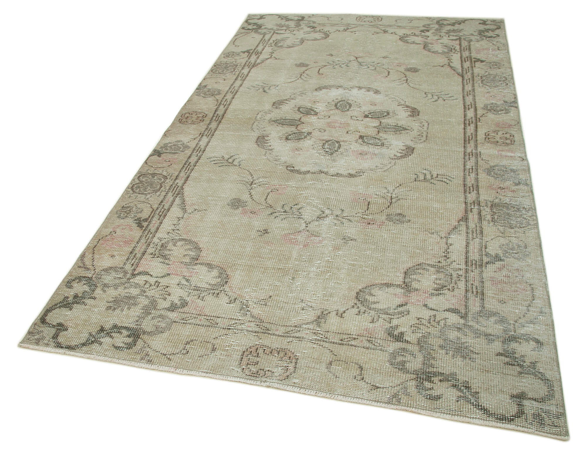 Hand-knotted antique turkish beige carpet 155 cm x 273 cm
